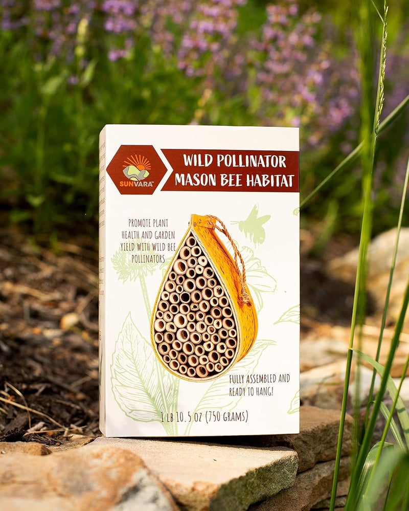 SunVara Wild Pollinator Mason Bee Habitat | Garden Bee House | Hanging Bee House Pack 2 - Image 2